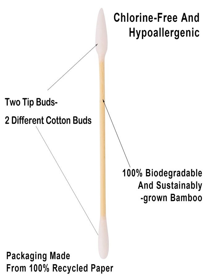 يوسينج أعواد قطنية من الخيزران الطبيعي، صديقة للبيئة وقابلة للتحلل الحيوي - مريحة وناعمة، رؤوس مزدوجة - نوعان مختلفان من أعواد القطن - أعواد قطنية من الخيزران لتنظيف الأذنين والمكياج - خالية من البلاستيك (عبوة واحدة تحتوي على 100 قطعة) - Image 3
