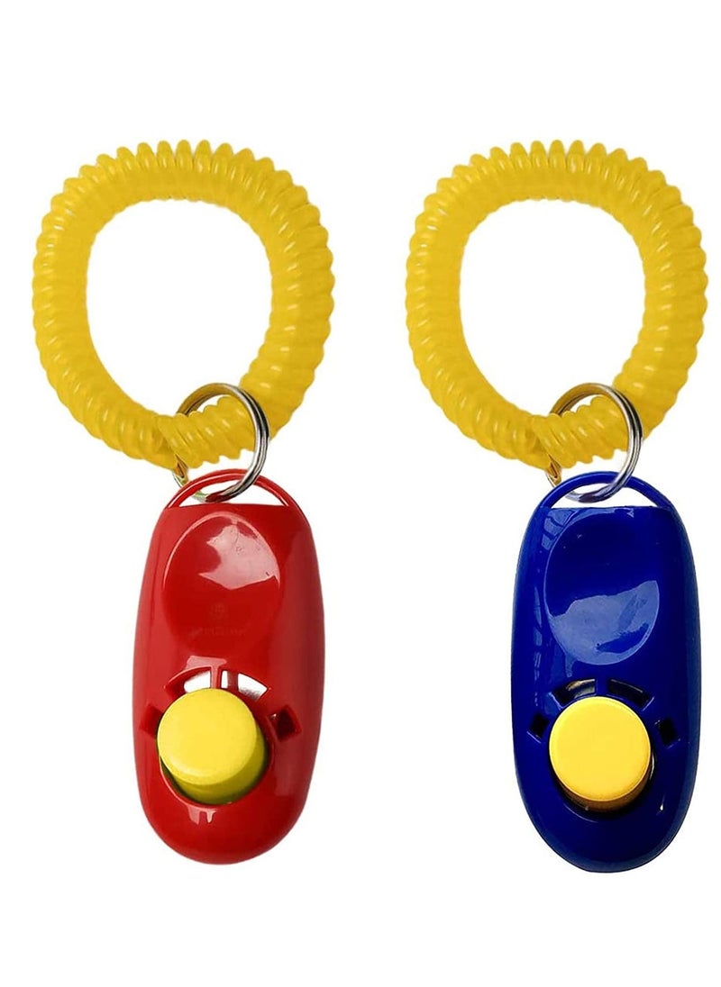 Generic 2pcs 2 Color Universal Animal Pet Dog Training Clicker with Wrist Bands Strap, Assorted Color Dog Clickers for Pet Dog Training  Obedience Aid - Image 1