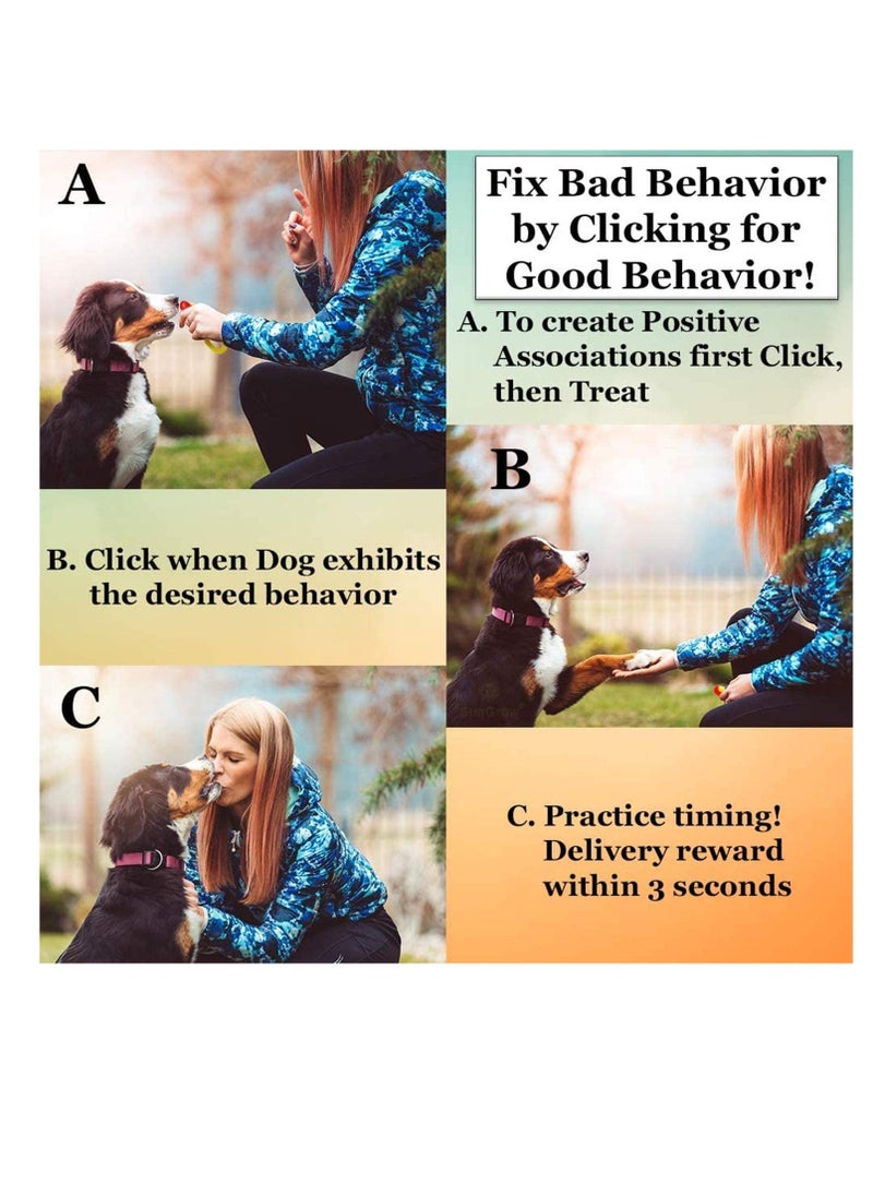 Generic 2pcs 2 Color Universal Animal Pet Dog Training Clicker with Wrist Bands Strap, Assorted Color Dog Clickers for Pet Dog Training  Obedience Aid - Image 5