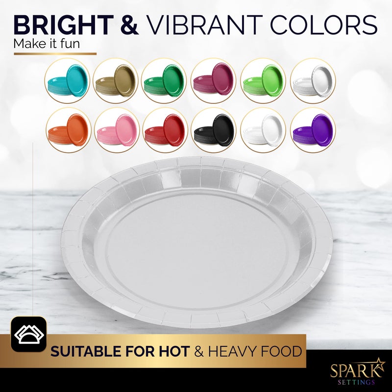Amcrate Paper Dinner Plates White  8 1/2 Inches Paper Plates Disposable  Strong and Sturdy Disposable Plates for Party  Dinner  Holiday  Picnic  or Travel Party Plates  Pack of 50 - Image 2