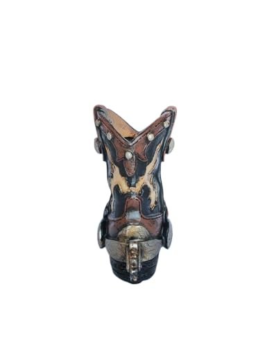 Eagrafts Rustic Decorative Western Cowboy Boot Pencil Pen Holder Vase Office Decoration (Reddish Brown and Black) - Image 4