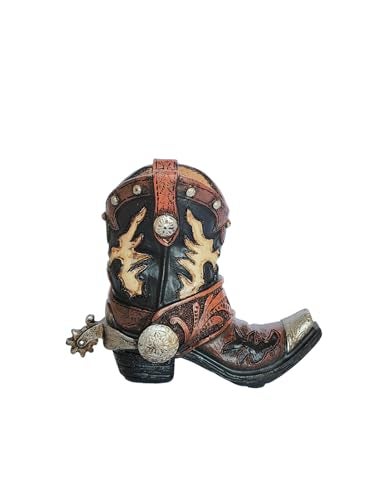 Eagrafts Rustic Decorative Western Cowboy Boot Pencil Pen Holder Vase Office Decoration (Reddish Brown and Black) - Image 2