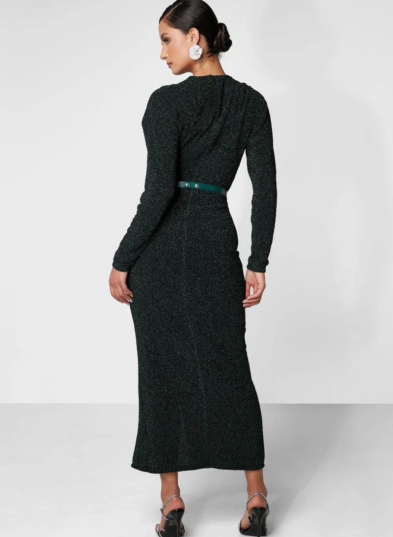 Ella Limited Edition Belted Detail Slit Dress
