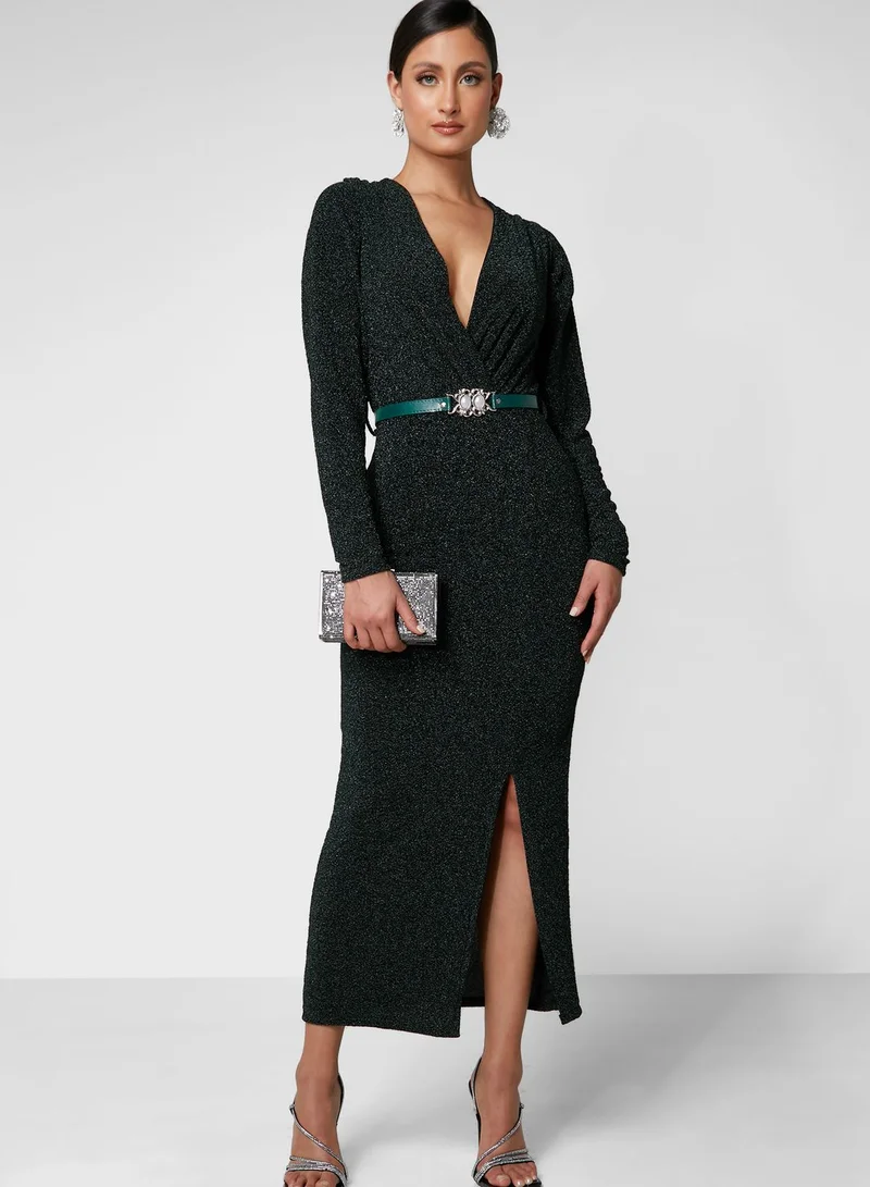 Ella Limited Edition Belted Detail Slit Dress