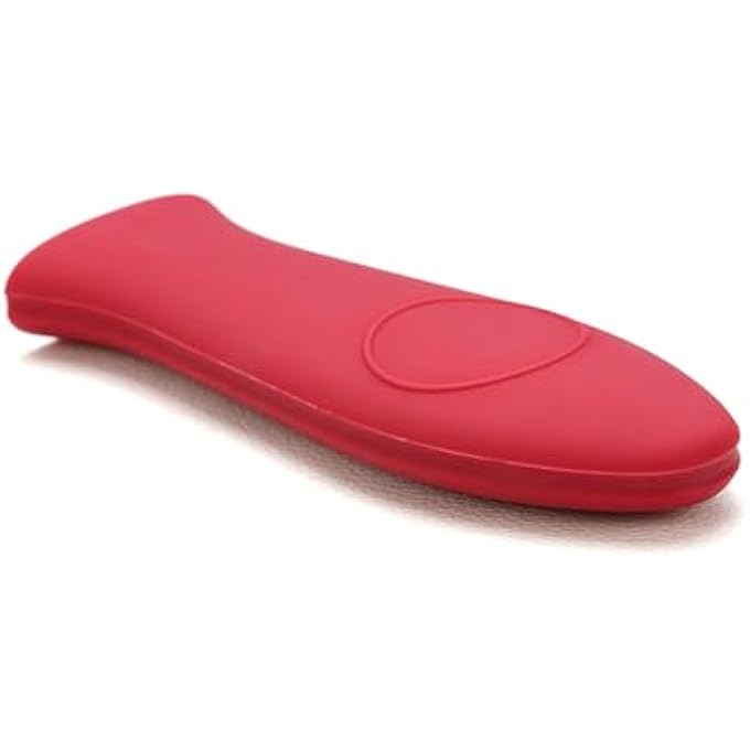 ريحني مجموعة حامل مقابض ساخنة من السيليكون، أغطية مقابض المقالي المقاومة للحرارة لمقالي الحديد الزهر والمقالي المعدنية ومقلاة الشواء، حامل وعاء غير قابل للانزلاق، مرن وسهل التنظيف، أحمر وأسود، عبوة من قطعتين - Image 3