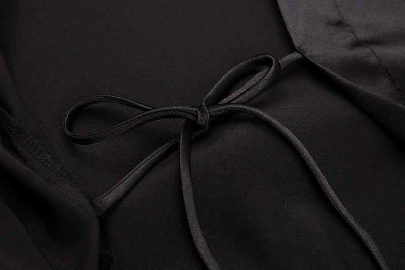 Goodmansam Women's Simplicity Style Nightwear Elegant Kimono Robes, Long,Small,Pure Black3 - Image 3