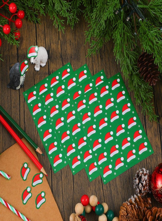 Glenmal 480 Pieces Christmas Santa Hat for Stickers Red White Kids Tiny Christmas Santa Hat Sticker for Xmas Winter Party Favors Classroom Rewards DIY Crafts Supplies - Image 3