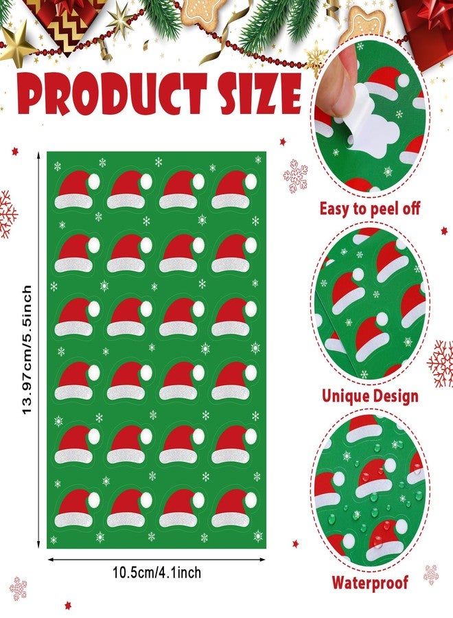 Glenmal 480 Pieces Christmas Santa Hat for Stickers Red White Kids Tiny Christmas Santa Hat Sticker for Xmas Winter Party Favors Classroom Rewards DIY Crafts Supplies - Image 2