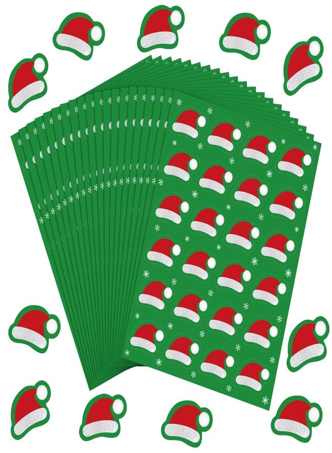 Glenmal 480 Pieces Christmas Santa Hat for Stickers Red White Kids Tiny Christmas Santa Hat Sticker for Xmas Winter Party Favors Classroom Rewards DIY Crafts Supplies - Image 1