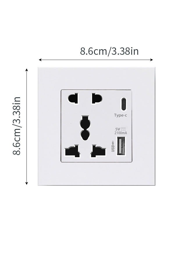 AL RAID Universal Wall Socket with Type C and USB, QC Charging Electric Power Wall Socket Outlet, For Home and Office, White - Image 2