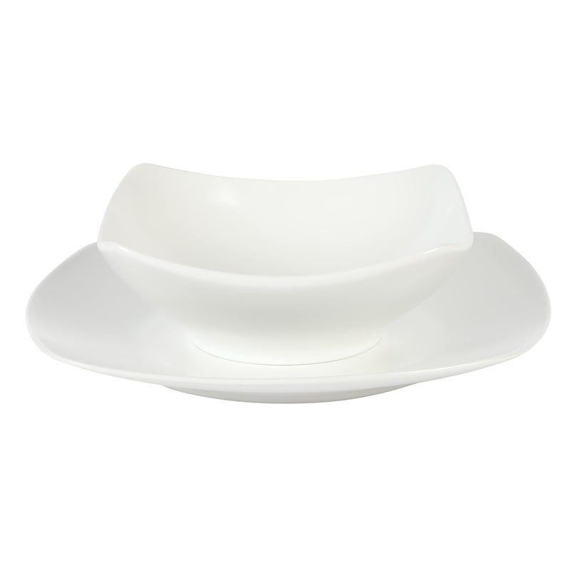 Gibson Soho Lounge Gibson Home Zen Buffet Matte Porcelain Chip and Scratch Resistant Plates and Bowls Dinnerware Set - White  Service for 4 (8pcs) - Image 2