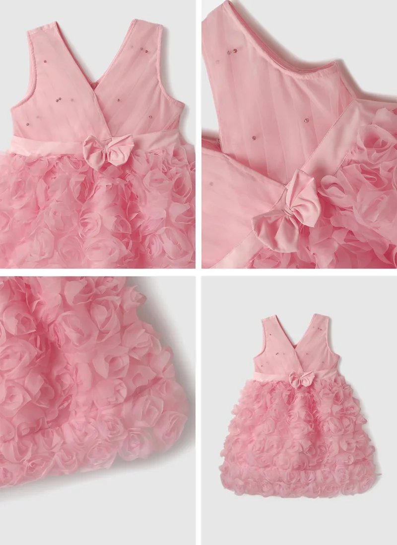Nautinati  Nautinati Girls' Party Frock With Roses and Pearl Embellishment for Women | Best Price UAE