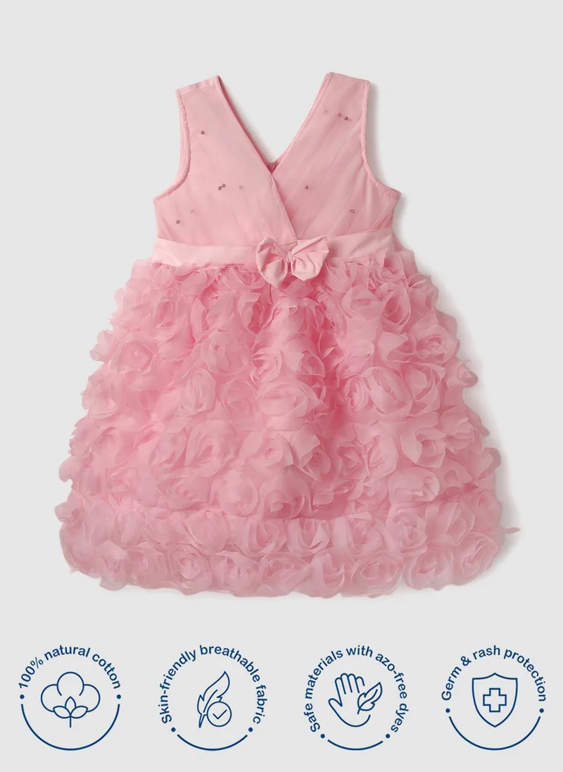 Nautinati  Nautinati Girls' Party Frock With Roses and Pearl Embellishment for Women | Best Price UAE
