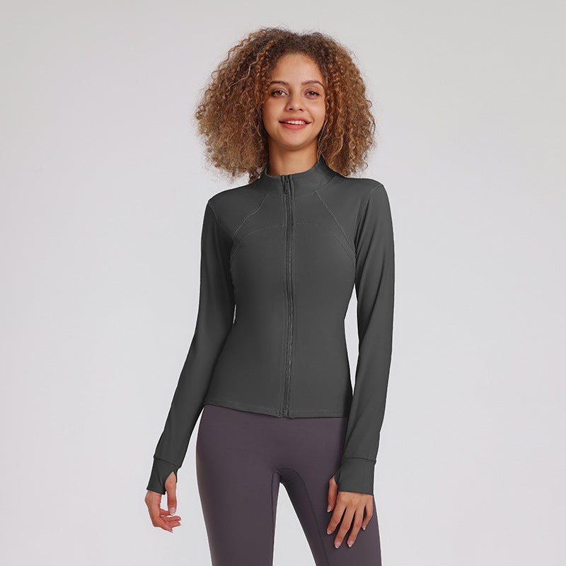 Generic Womens Fitness Yoga Jacket Quick-Dry Fall/Winter 332 dark gray (plus velvet) 