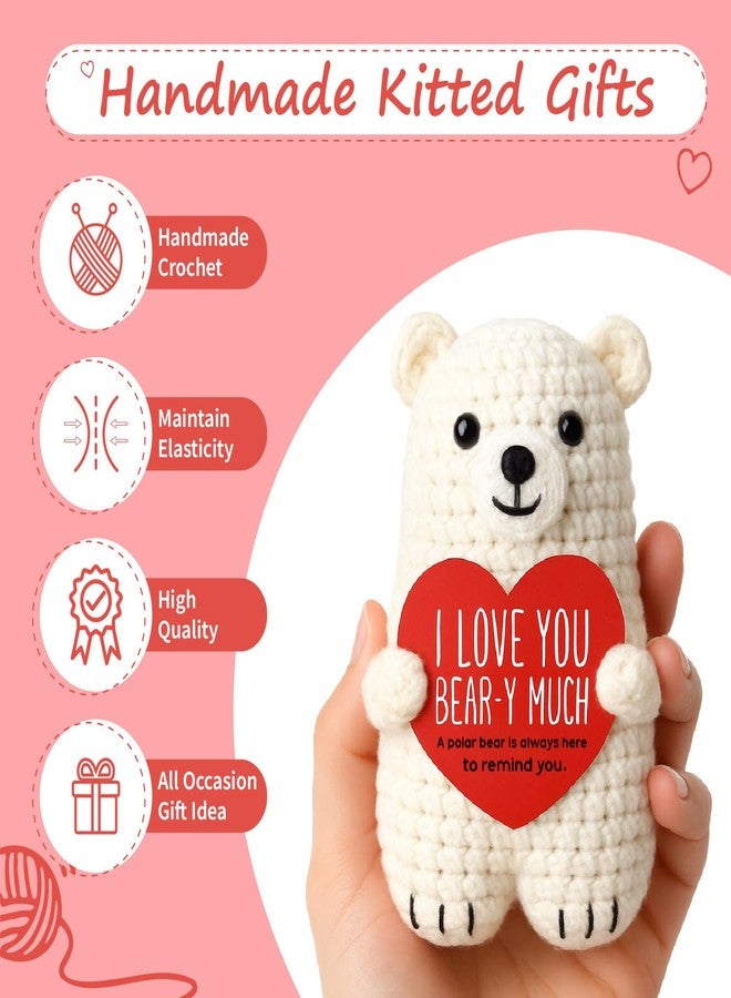 LUICONMO Valentines Day Gifts for Him Her Boyfriend Girlfriend, Handmade Crochet Polar Bear, Wedding Anniversary Birthday Gift for Women Men, Romantic Stocking Stuffers I Love You Gift for Couples Wife Husband - Image 3