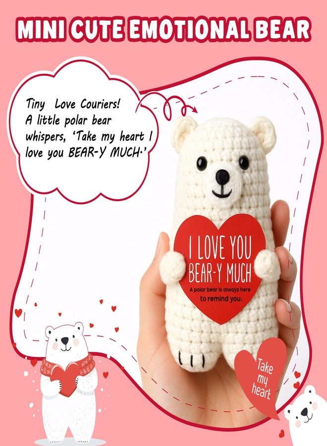 LUICONMO Valentines Day Gifts for Him Her Boyfriend Girlfriend, Handmade Crochet Polar Bear, Wedding Anniversary Birthday Gift for Women Men, Romantic Stocking Stuffers I Love You Gift for Couples Wife Husband - Image 2