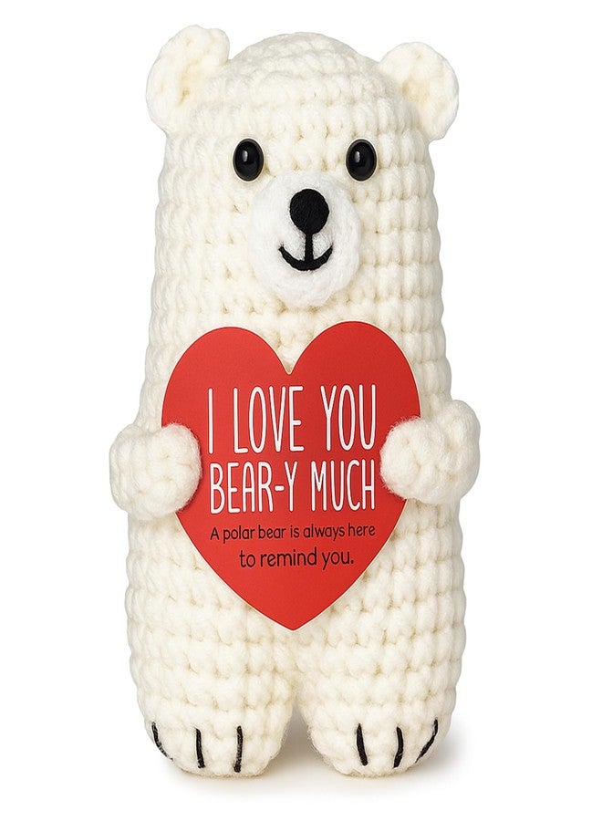LUICONMO Valentines Day Gifts for Him Her Boyfriend Girlfriend, Handmade Crochet Polar Bear, Wedding Anniversary Birthday Gift for Women Men, Romantic Stocking Stuffers I Love You Gift for Couples Wife Husband - Image 1
