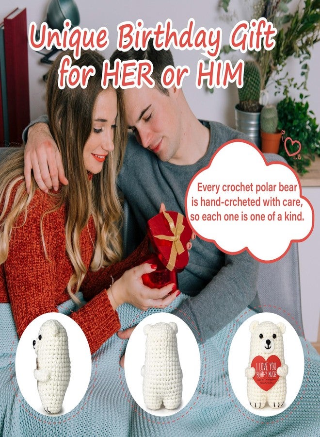 LUICONMO Valentines Day Gifts for Him Her Boyfriend Girlfriend, Handmade Crochet Polar Bear, Wedding Anniversary Birthday Gift for Women Men, Romantic Stocking Stuffers I Love You Gift for Couples Wife Husband - Image 4