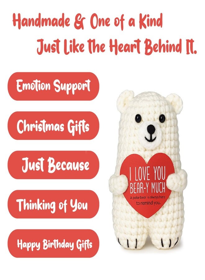 LUICONMO Valentines Day Gifts for Him Her Boyfriend Girlfriend, Handmade Crochet Polar Bear, Wedding Anniversary Birthday Gift for Women Men, Romantic Stocking Stuffers I Love You Gift for Couples Wife Husband - Image 5