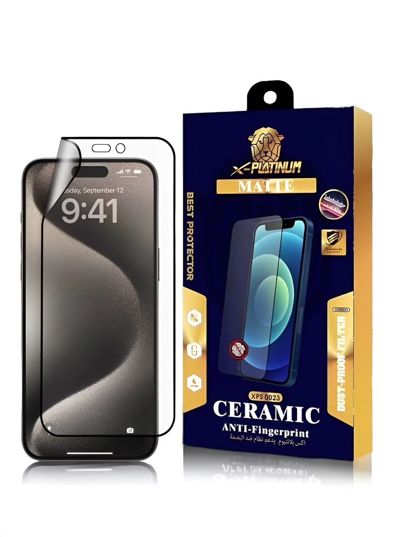 واقي شاشة شفاف سيراميك مضاد لبصمات الأصابع لـ آيفون 12/12 برو (iPhone 12/12 Pro) (ضد البصمة), حماية كاملة لشاشة الهاتف من الخدوش والكسر - Image 2