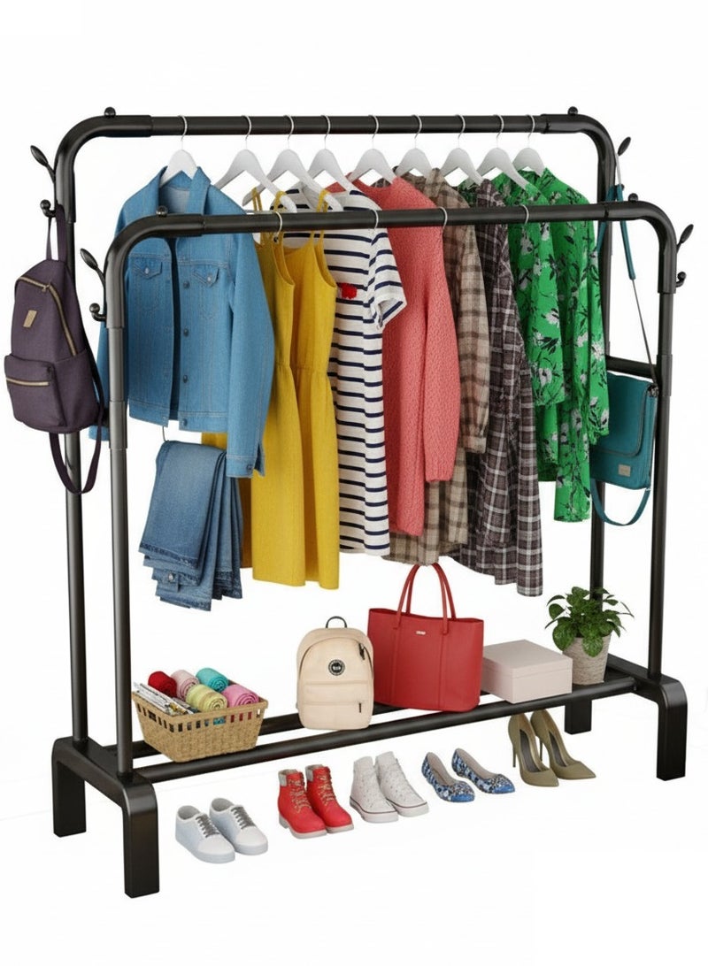 AIWANTO Clothes Organizer & Drying Rack Stand Metal Laundry Holder, Black (150×54×110 cm) for Home, Bedroom, Balcony - Image 1