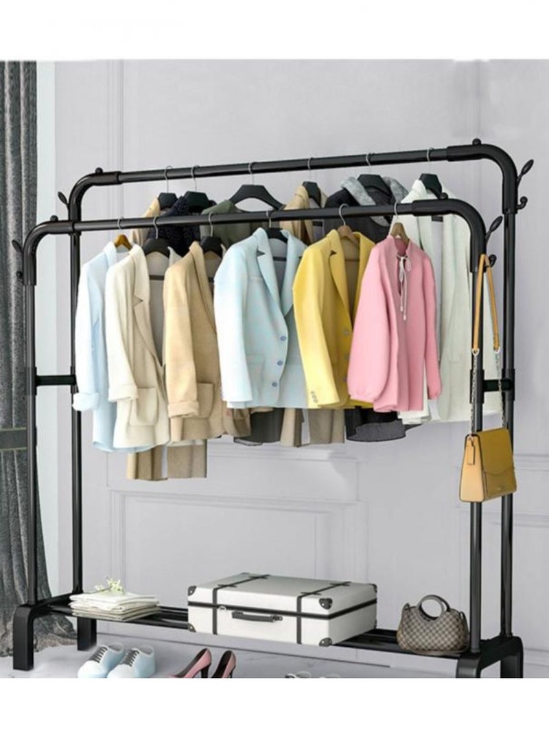 AIWANTO Clothes Organizer & Drying Rack Stand Metal Laundry Holder, Black (150×54×110 cm) for Home, Bedroom, Balcony - Image 3