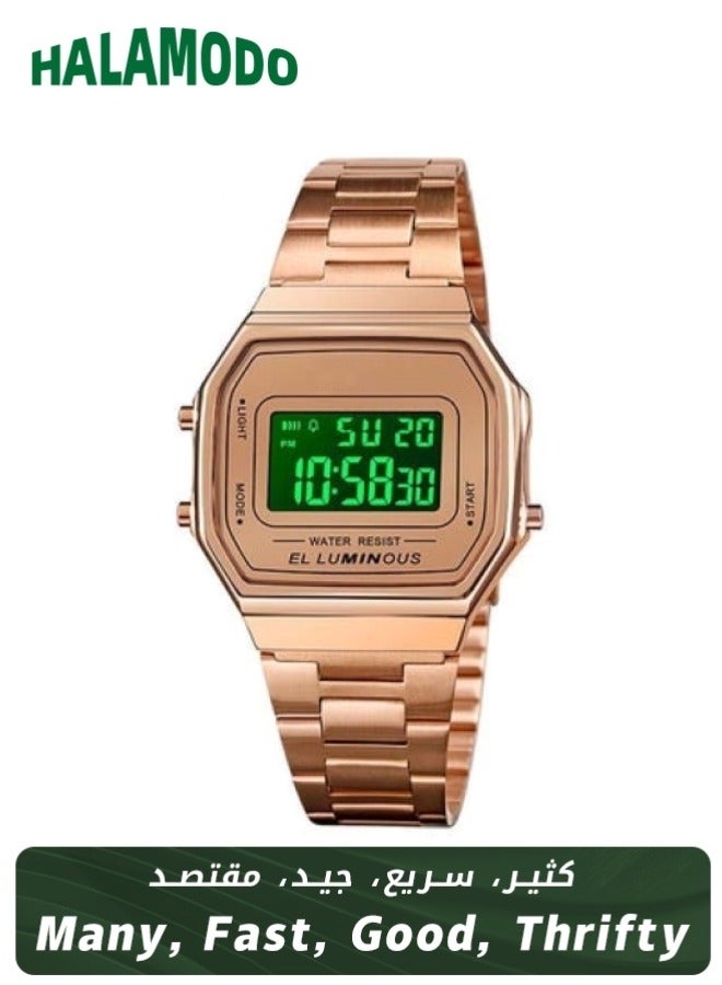 ساعة يد أنيقة للرجال 1647 مصنوعة من الفولاذ المربع بإضاءة LED مقاومة للماء - Image 1