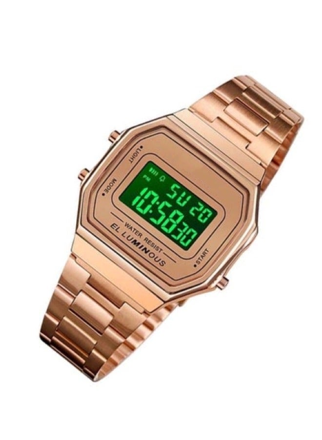 ساعة يد أنيقة للرجال 1647 مصنوعة من الفولاذ المربع بإضاءة LED مقاومة للماء - Image 3