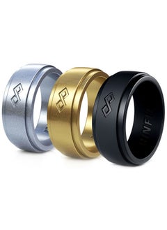 Ouai Silicone Rings for Men 9mm Wide, 2mm Thick - Mens Rubber Wedding Bands - Infinity Silicone Rings for Him - Patented Design - Pack B, Size 12  - Image 1