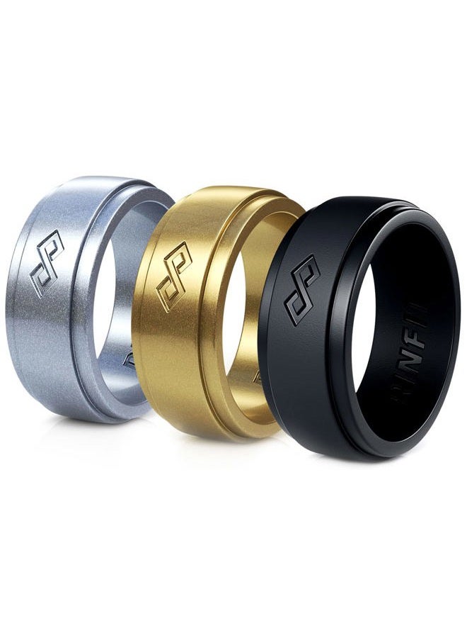 Ouai Silicone Rings for Men 9mm Wide, 2mm Thick - Mens Rubber Wedding Bands - Infinity Silicone Rings for Him - Patented Design - Pack B, Size 12  - Image 1