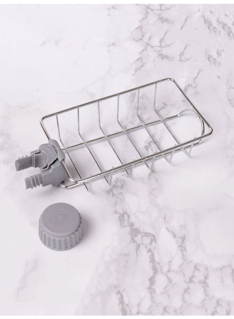 Sink Caddy Sponge Holder, Single Layer Stainless Steel Faucet Storage Rack, Kitchen Organizer for Dishcloth and Cleaning Brush Shower Soap Bathroom or - Image 2
