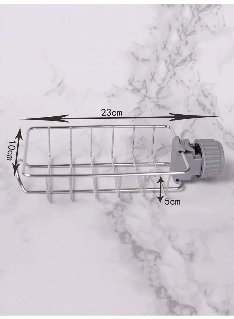 Sink Caddy Sponge Holder, Single Layer Stainless Steel Faucet Storage Rack, Kitchen Organizer for Dishcloth and Cleaning Brush Shower Soap Bathroom or - Image 3