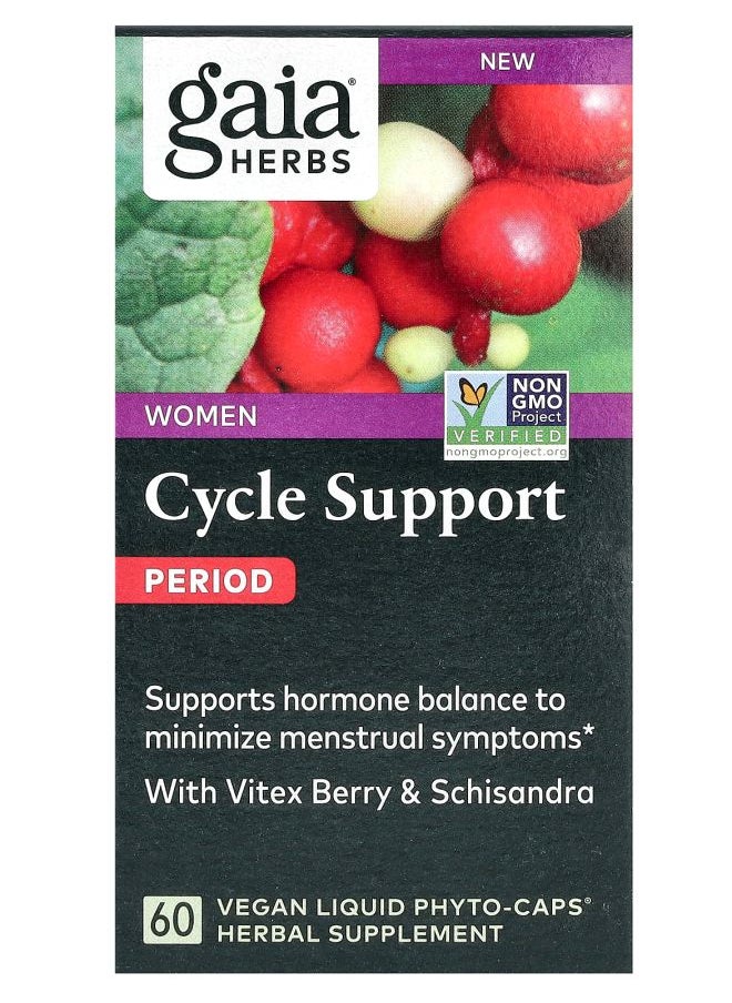 Gaia Herbs Women Cycle Support Period 60 Vegan Liquid Phyto-Caps 