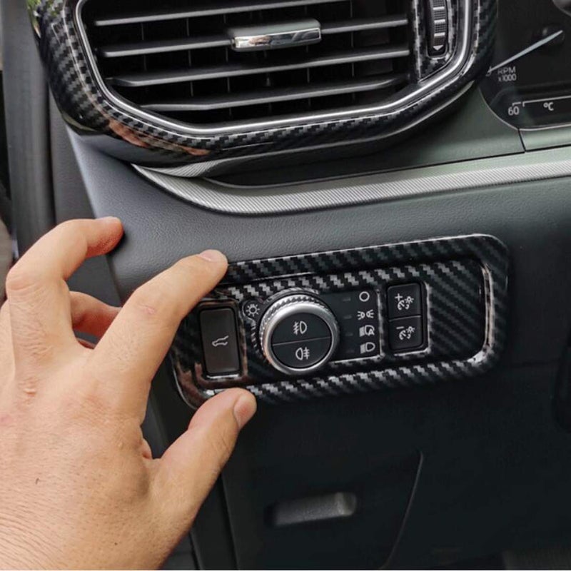 RUIHE Carbon Fiber Color Trunk Switch Cover Dashboard Light Adjustment Trim Fit for Ford Explorer 2020 2021 2022 2023 2024 2025 - Image 5