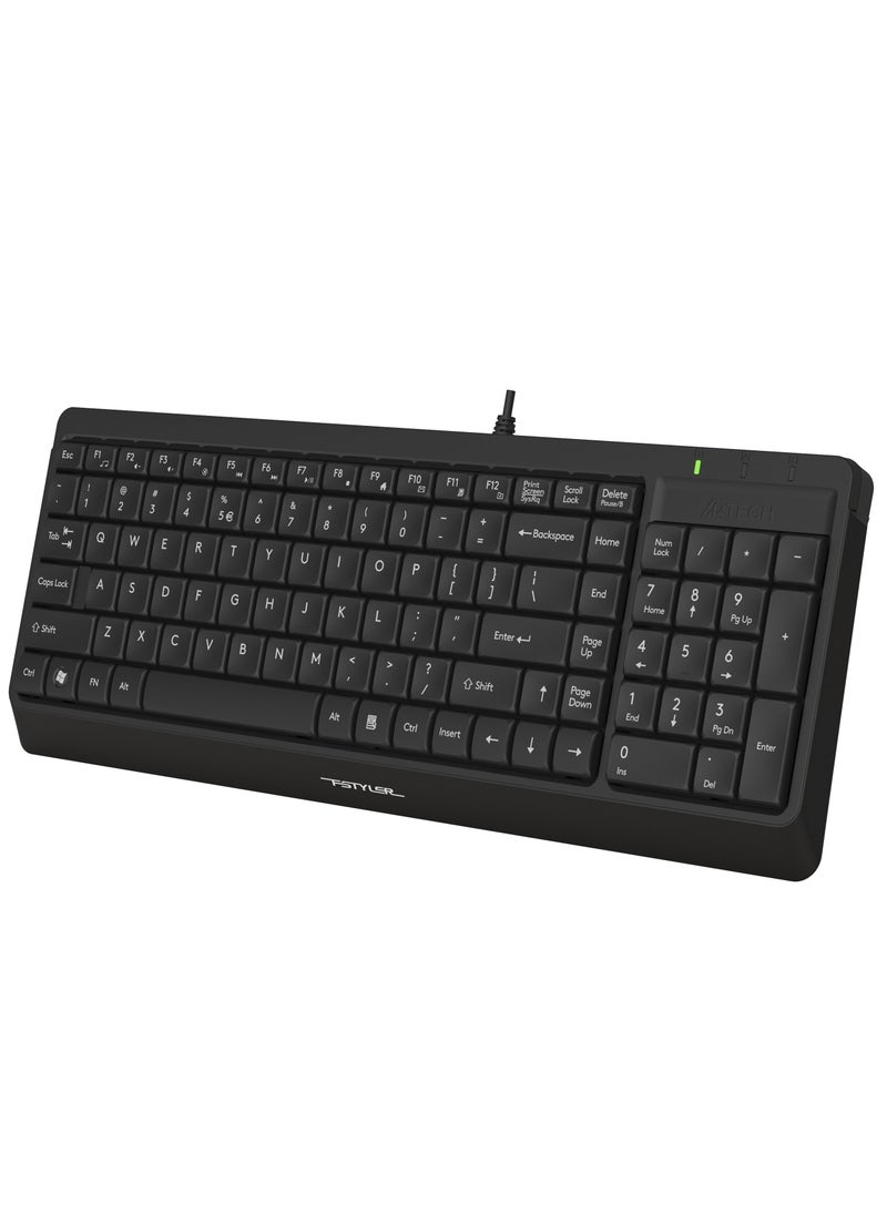 A4TECH 2-Section Wired Keyboard FK-15, Multimedia Hotkeys Access, Black  - Image 2