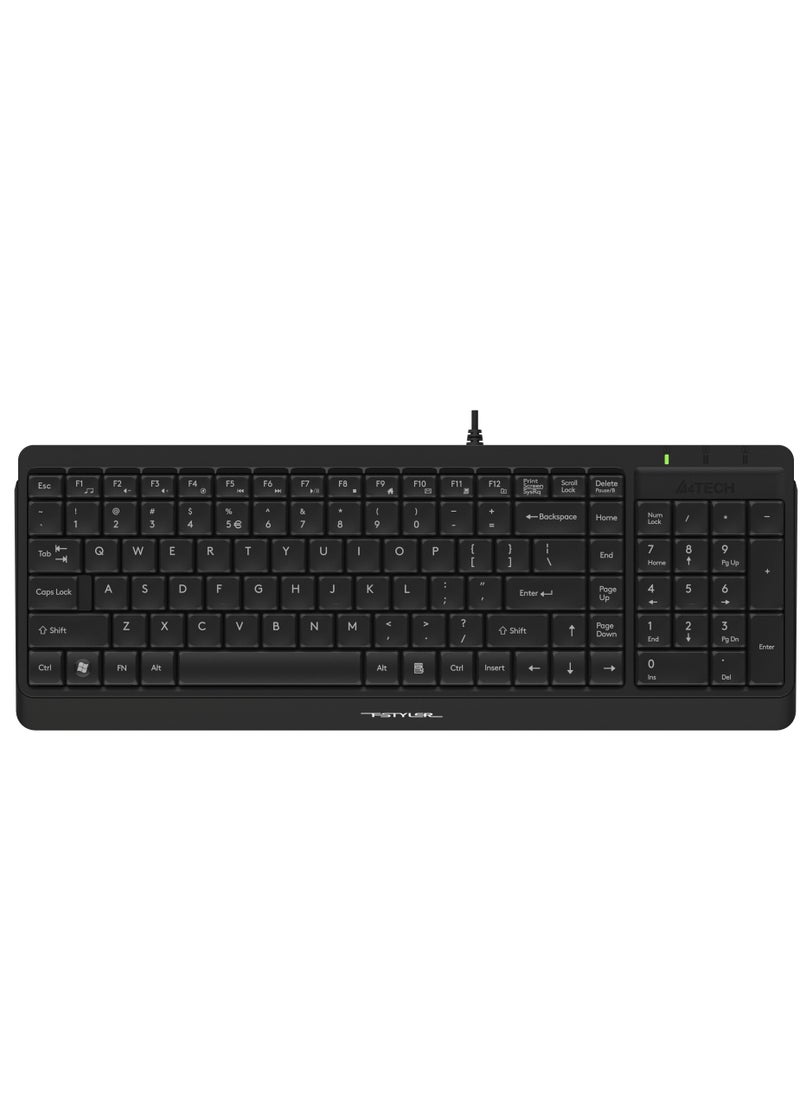 A4TECH 2-Section Wired Keyboard FK-15, Multimedia Hotkeys Access, Black  - Image 1