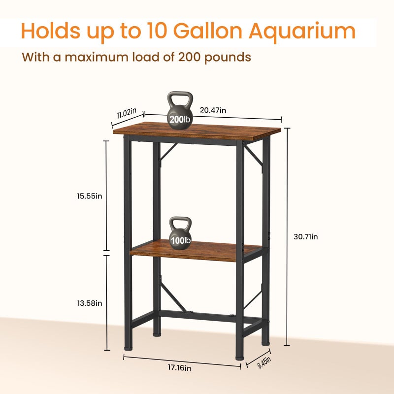 Snughome 10 Gallon Fish Tank Stand, Aquarium Stand 2-Tier Storage Shelves, Heavy Duty Terrarium Stand for Home Office Fish Tank Shelf, 20.47" L x 11.02" W x 30.7" H, Rustic Brown - Image 5