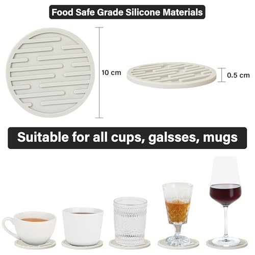 iDream Silicone Coaster & Pot Holder Set | Heat-Resistant, Non-Slip and Stylish Coasters for Dining Table | Perfect for Hot Pots, Cups, Mugs and Kitchen Accessories - Pack of 4 (Grey) - Image 5
