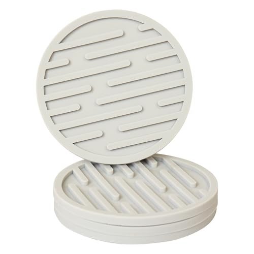 iDream Silicone Coaster & Pot Holder Set | Heat-Resistant, Non-Slip and Stylish Coasters for Dining Table | Perfect for Hot Pots, Cups, Mugs and Kitchen Accessories - Pack of 4 (Grey) - Image 1