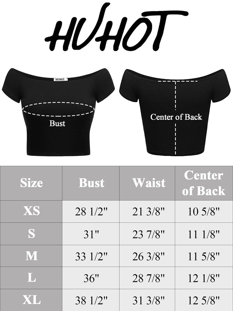 HUHOT White Cute Crop Tops for Teen Grils Off The Shoulder Short Sleeves - Image 3