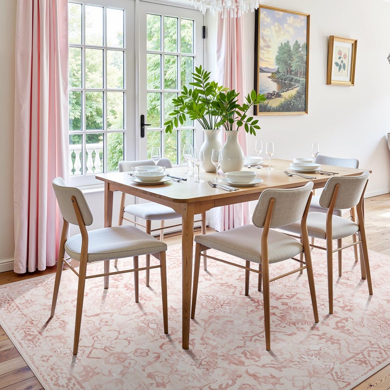 Deerly Pink Area Rugs 8x10 Rugs for Living Room, Traditional Washable Rugs for Bedroom Distressed Large Area Rug Living Room Rug Non Slip Rug Carpet for Dining Nursery - Image 4