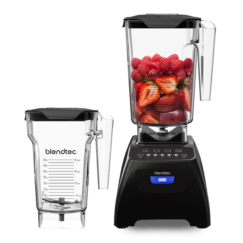Blendtec Classic 575 Blender with WildSide Jar 90 oz and FourSide Jar 75 oz BUNDLE CommercialGrade Power SelfCleaning 4 Preprogrammed Cycles 5Speeds Black