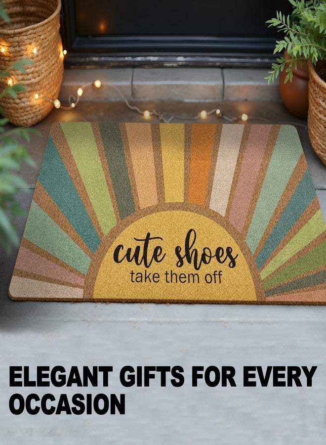 huester Shoes Off Doormat, Boho Sunshine Funny Welcome Door Mat, Cute Shoes Take Them Off Colorful Sunshine Decorative Home Indoor Outdoor Porch Front Door Entrance Outside Welcome Doormat, 17x30 Inch - Image 2