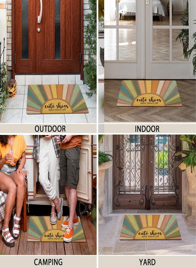 huester Shoes Off Doormat, Boho Sunshine Funny Welcome Door Mat, Cute Shoes Take Them Off Colorful Sunshine Decorative Home Indoor Outdoor Porch Front Door Entrance Outside Welcome Doormat, 17x30 Inch - Image 5