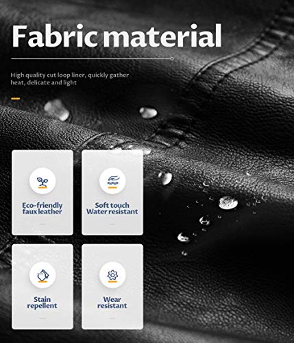 CREATMO US Men's Faux Leather Jacket Vintage Motorcycle Jacket Fall Jacket Casual Trench Coat Black S - Image 5