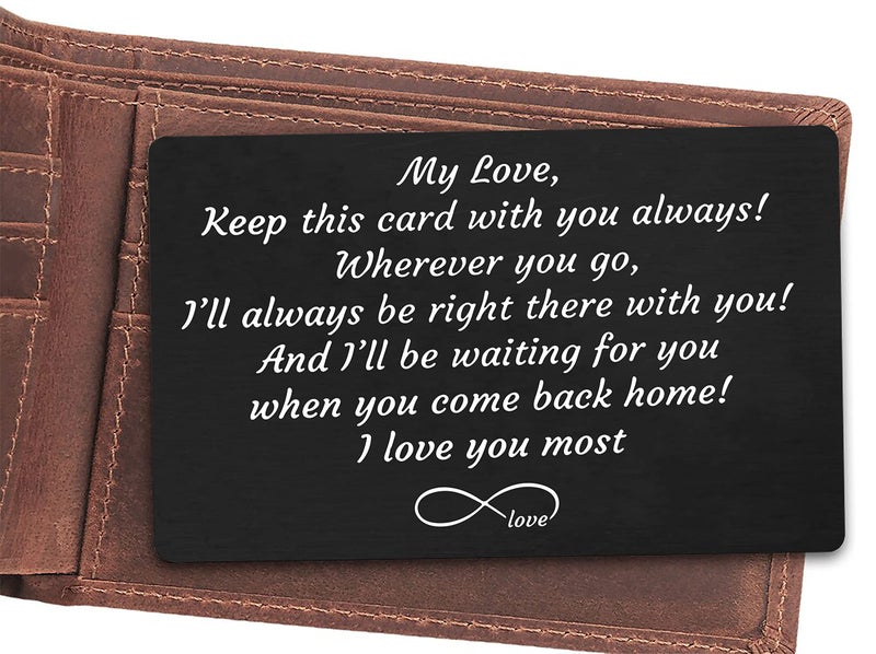 FYSIA Valentine Day Gift-Sentimental Engraved Wallet Insert Card Decor Gift for Boyfriend Husband FiancÃ© from Wife Girlfriend-Father's Day Christmas Birthday-Love Story-Keep This Card With You Always - Image 2
