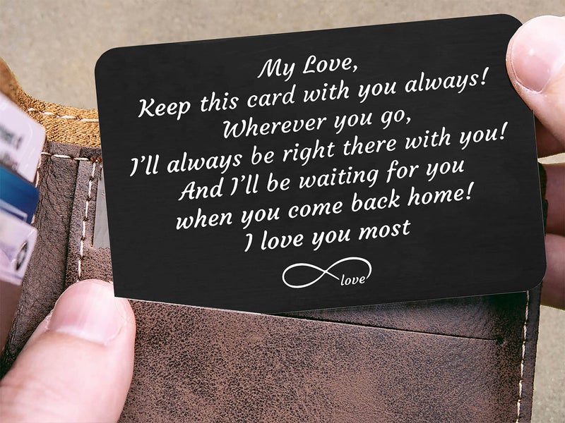 FYSIA Valentine Day Gift-Sentimental Engraved Wallet Insert Card Decor Gift for Boyfriend Husband FiancÃ© from Wife Girlfriend-Father's Day Christmas Birthday-Love Story-Keep This Card With You Always - Image 5
