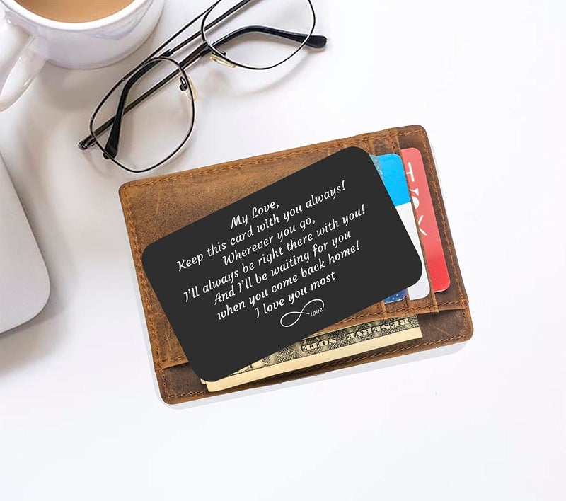 FYSIA Valentine Day Gift-Sentimental Engraved Wallet Insert Card Decor Gift for Boyfriend Husband FiancÃ© from Wife Girlfriend-Father's Day Christmas Birthday-Love Story-Keep This Card With You Always - Image 4