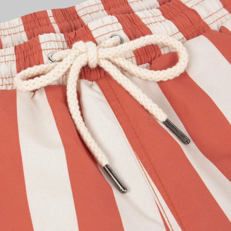 Faguo Mimizan Ecru & Terracota Stripes Swim Shorts