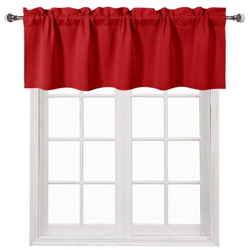 DWCN Red Blackout Kitchen Valance for Windows Rod Pocket Window Valance Curtains for Kitchen Bedroom Living Room 60 x 18 inch Long1 Panel